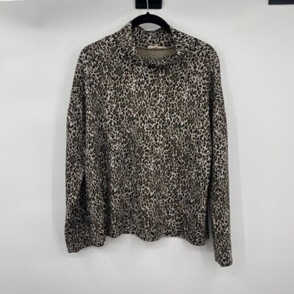 Mango MNG Womens Sweater Small Turtleneck Animal Print Long Sleeves Casual Knit - Picture 1 of 10